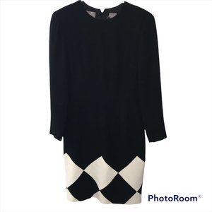 Vintage 1990's Liz Claiborne Women's Black and White Midi Dress Size 4
